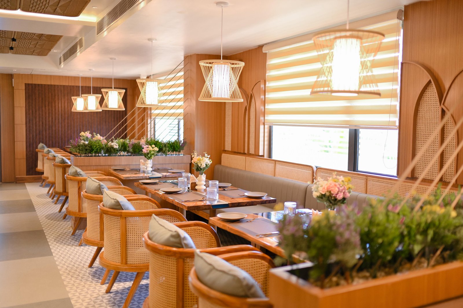 Venus Creatives rattan dining furniture in a finished restaurant