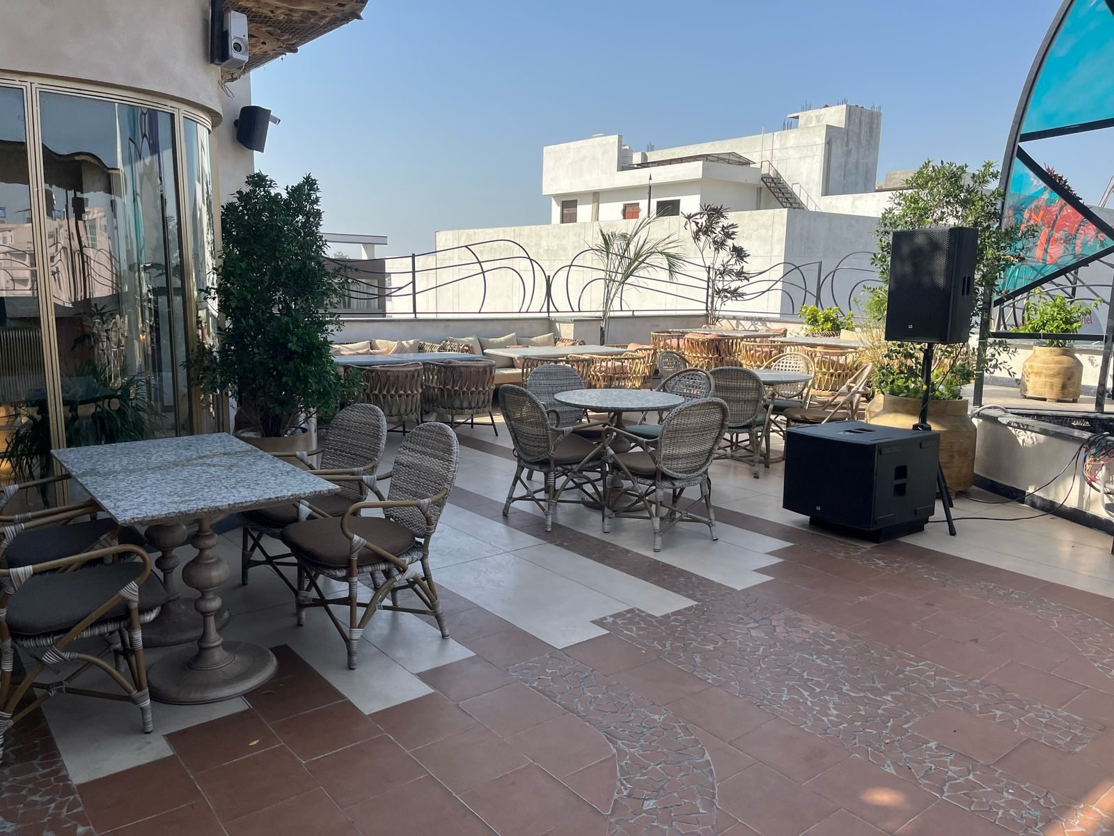 Molecule rooftop bar seating, Meerut